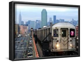 The Number 7 Train Runs Through the Queens Borough of New York-null-Framed Photographic Print