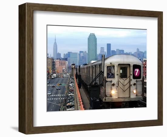 The Number 7 Train Runs Through the Queens Borough of New York-null-Framed Photographic Print