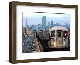 The Number 7 Train Runs Through the Queens Borough of New York-null-Framed Photographic Print