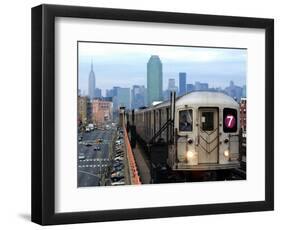 The Number 7 Train Runs Through the Queens Borough of New York-null-Framed Photographic Print