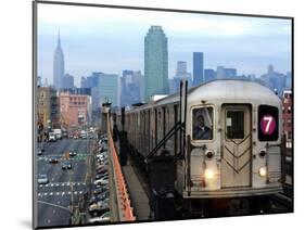 The Number 7 Train Runs Through the Queens Borough of New York-null-Mounted Photographic Print