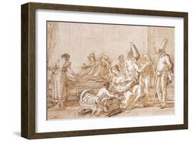 The Nursing of Punchinello-Giovanni Battista Tiepolo-Framed Giclee Print