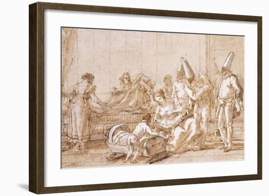 The Nursing of Punchinello-Giovanni Battista Tiepolo-Framed Giclee Print