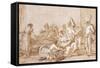 The Nursing of Punchinello-Giovanni Battista Tiepolo-Framed Stretched Canvas