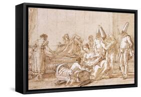 The Nursing of Punchinello-Giovanni Battista Tiepolo-Framed Stretched Canvas