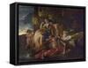 The Nurture of Bacchus, C.1628-29 (Oil on Canvas)-Nicolas Poussin-Framed Stretched Canvas