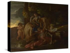 The Nurture of Bacchus, Ca. 1628-1629-Nicolas Poussin-Stretched Canvas