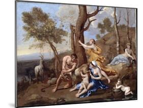 The Nurture of Jupiter, Mid-1630s-Nicolas Poussin-Mounted Giclee Print