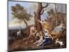 The Nurture of Jupiter, Mid-1630s-Nicolas Poussin-Mounted Giclee Print