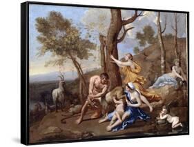 The Nurture of Jupiter, Mid-1630s-Nicolas Poussin-Framed Stretched Canvas