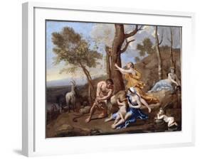 The Nurture of Jupiter, Mid-1630s-Nicolas Poussin-Framed Giclee Print