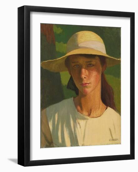 The Nut Brown Maid (Oil on Canvas)-George Clausen-Framed Giclee Print