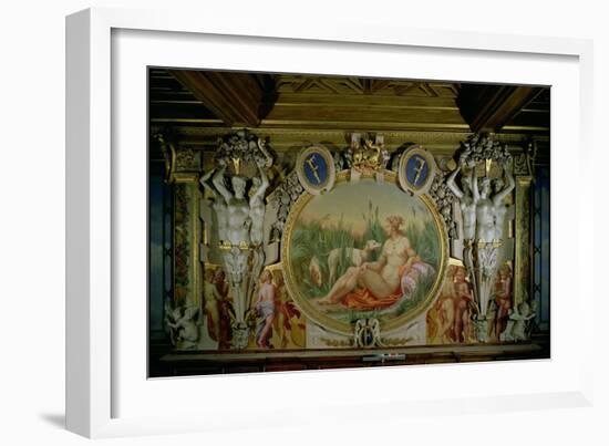 The Nymph of Fontainebleau, Detail of Decorative Scheme in the Gallery of Francis I, 1530-40-Rosso Fiorentino (Battista di Jacopo)-Framed Giclee Print