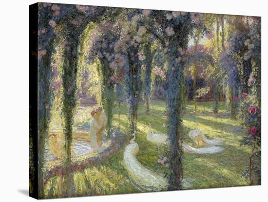 The Nymphs in the Garden, Les Nymphes dans un Jardin-Henri Martin-Stretched Canvas