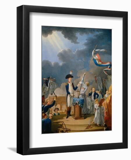 The Oath of Lafayette at the Celebration of the Federation, July 14, 1790-null-Framed Giclee Print