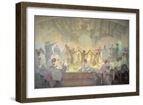 The Oath of Omladina under the Slavic Linden Tree, from the 'Slav Epic', 1926-Alphonse Mucha-Framed Giclee Print