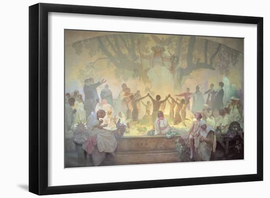 The Oath of Omladina under the Slavic Linden Tree, from the 'Slav Epic', 1926-Alphonse Mucha-Framed Giclee Print