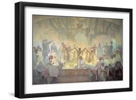 The Oath of Omladina under the Slavic Linden Tree, from the 'Slav Epic', 1926-Alphonse Mucha-Framed Giclee Print