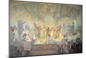 The Oath of Omladina under the Slavic Linden Tree, from the 'Slav Epic', 1926-Alphonse Mucha-Mounted Giclee Print