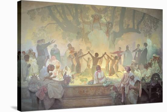 The Oath of Omladina under the Slavic Linden Tree, from the 'Slav Epic', 1926-Alphonse Mucha-Stretched Canvas