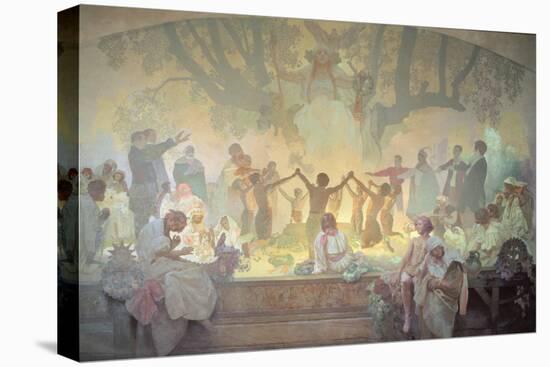 The Oath of Omladina under the Slavic Linden Tree, from the 'Slav Epic', 1926-Alphonse Mucha-Stretched Canvas