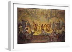 The Oath of Omladina under the Slavic Linden Tree (The Cycle the Slav Epi)-Alphonse Mucha-Framed Giclee Print