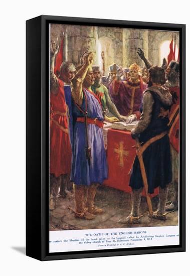 The Oath of the English Barons-Arthur Claude Strachan-Framed Stretched Canvas