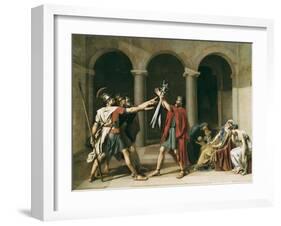 The Oath of the Horatii-Jacques-Louis David-Framed Art Print