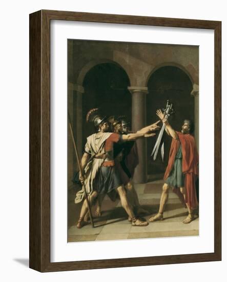 The Oath of the Horatii-Jacques-Louis David-Framed Art Print