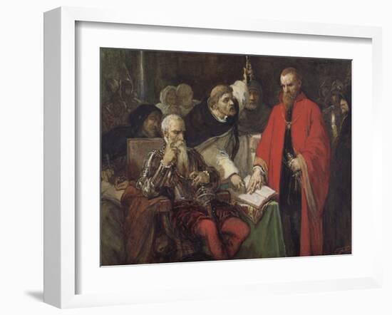 The Oath of Vargas (W/C and Gouache on Paper)-Louis Gallait-Framed Giclee Print