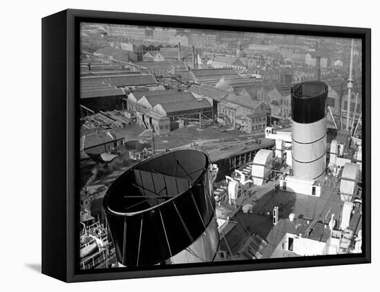 The Ocean Liner Queen Mary Berthed at Clydebank Docks, 1938-null-Framed Stretched Canvas