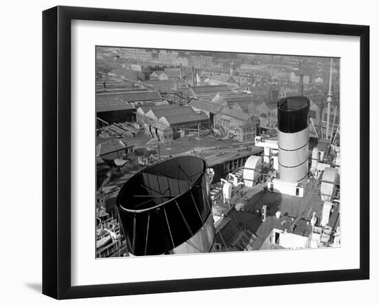 The Ocean Liner Queen Mary Berthed at Clydebank Docks, 1938-null-Framed Premium Photographic Print