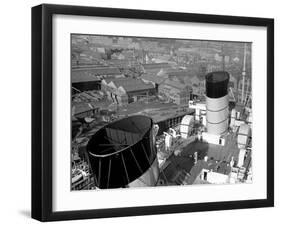 The Ocean Liner Queen Mary Berthed at Clydebank Docks, 1938-null-Framed Premium Photographic Print