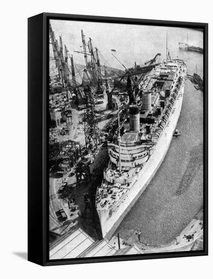 The Ocean Liner RMS Queen Mary, Clydebank, Glasgow, 1934-null-Framed Stretched Canvas