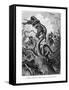 The Octopus Attacking the Nautilus, Illustration from "20,000 Leagues under the Sea"-Alphonse Marie de Neuville-Framed Stretched Canvas