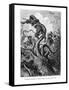 The Octopus Attacking the Nautilus, Illustration from "20,000 Leagues under the Sea"-Alphonse Marie de Neuville-Framed Stretched Canvas