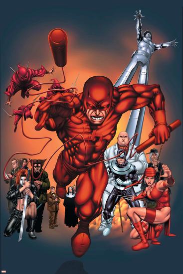 The Official Handbook Of The Marvel Universe: Daredevil 2004 Cover: Daredevil-Salvador Larroca-Lamina Framed Poster