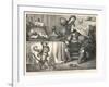 The Ogre Glares at Puss in Boots as He Bows and Scrapes Before Him-Gustave Dor?-Framed Art Print