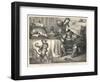 The Ogre Glares at Puss in Boots as He Bows and Scrapes Before Him-Gustave Dor?-Framed Art Print