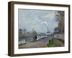 The Oise Near Pontoise in Grey Weather, 1876-Camille Pissarro-Framed Giclee Print