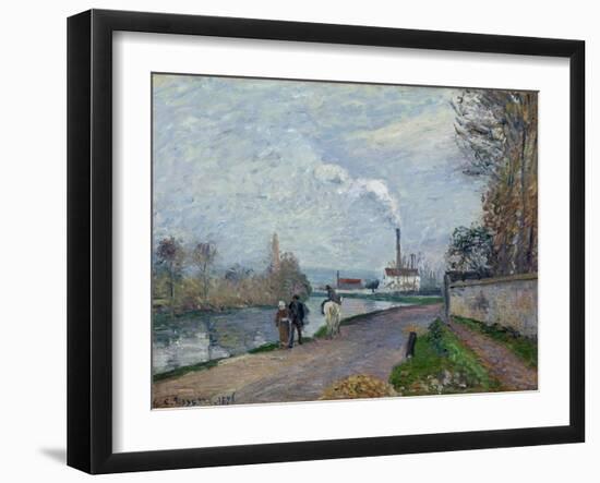 The Oise Near Pontoise in Grey Weather, 1876-Camille Pissarro-Framed Giclee Print