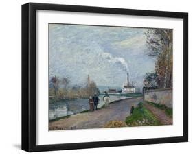 The Oise Near Pontoise in Grey Weather, 1876-Camille Pissarro-Framed Giclee Print