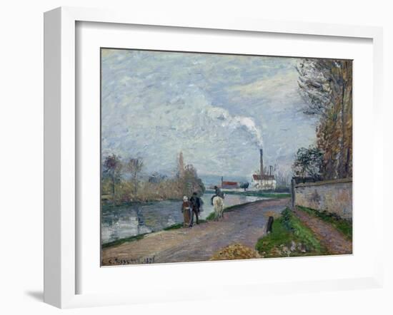 The Oise Near Pontoise in Grey Weather, 1876-Camille Pissarro-Framed Giclee Print