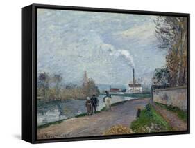 The Oise Near Pontoise in Grey Weather, 1876-Camille Pissarro-Framed Stretched Canvas