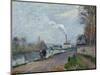 The Oise Near Pontoise in Grey Weather, 1876-Camille Pissarro-Mounted Giclee Print
