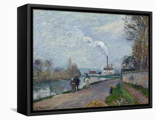 The Oise Near Pontoise in Grey Weather, 1876-Camille Pissarro-Framed Stretched Canvas