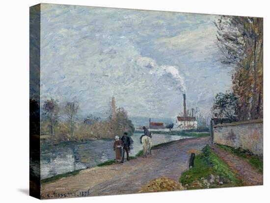 The Oise Near Pontoise in Grey Weather, 1876-Camille Pissarro-Stretched Canvas