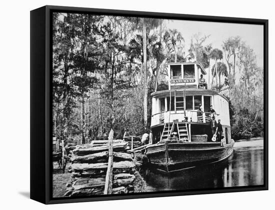 The 'Okahumkee' Steamer Taking on Wood Fuel in Florida, C.1895-American Photographer-Framed Stretched Canvas