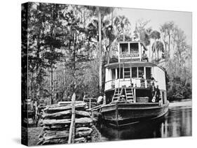 The 'Okahumkee' Steamer Taking on Wood Fuel in Florida, C.1895-American Photographer-Stretched Canvas