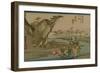 The Okitsu River Two Sumo Wrestlers are Worn in their Panniers by their Servants-Utagawa Hiroshige-Framed Art Print